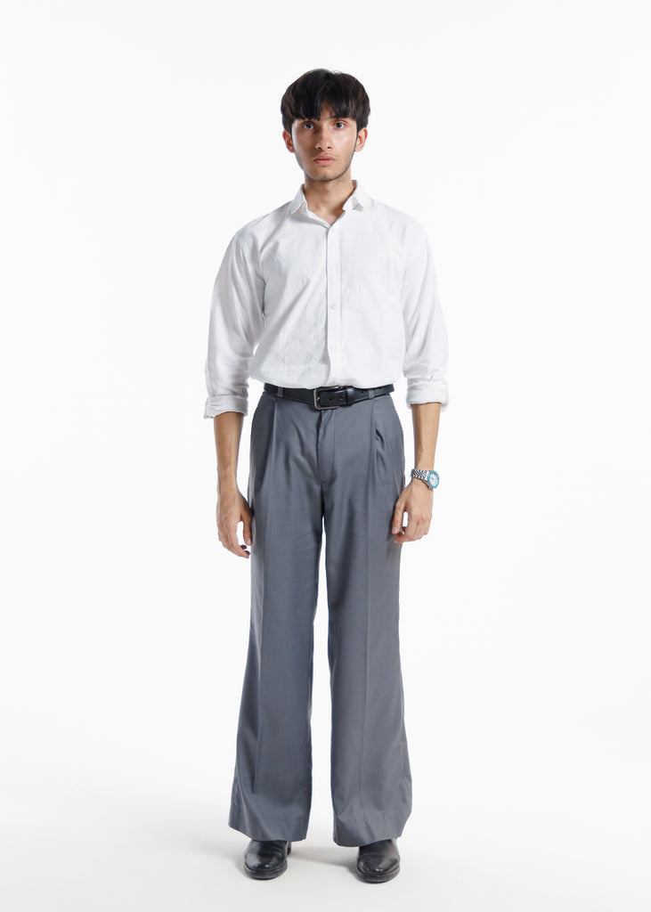The Single Pleated Pants Charcoal Grey