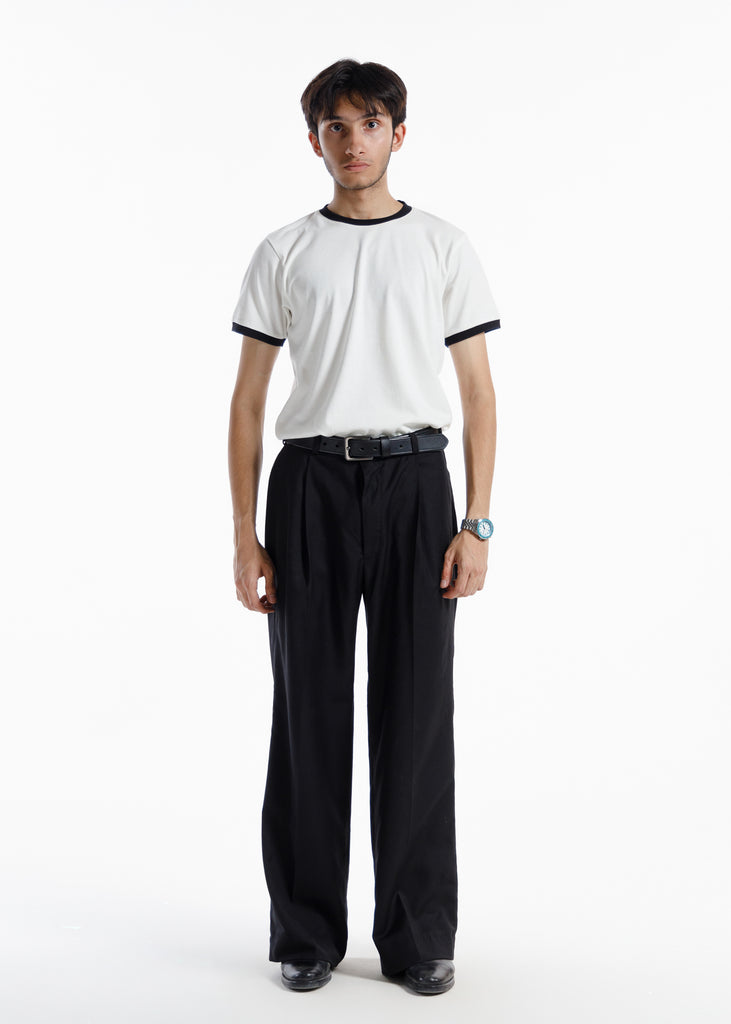 The Single Pleated Pants Midnight Black
