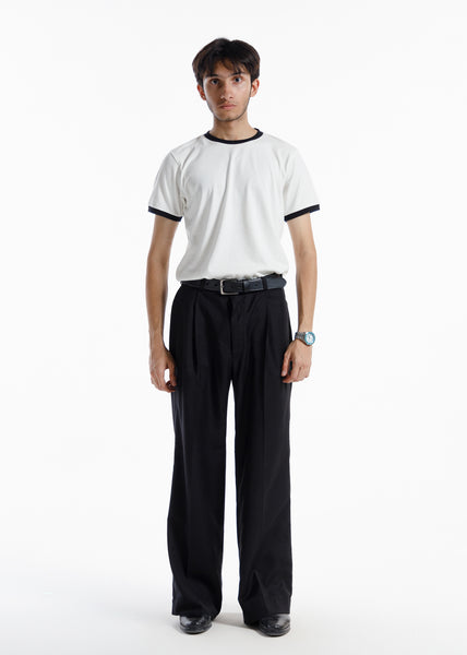 The Single Pleated Pants Midnight Black