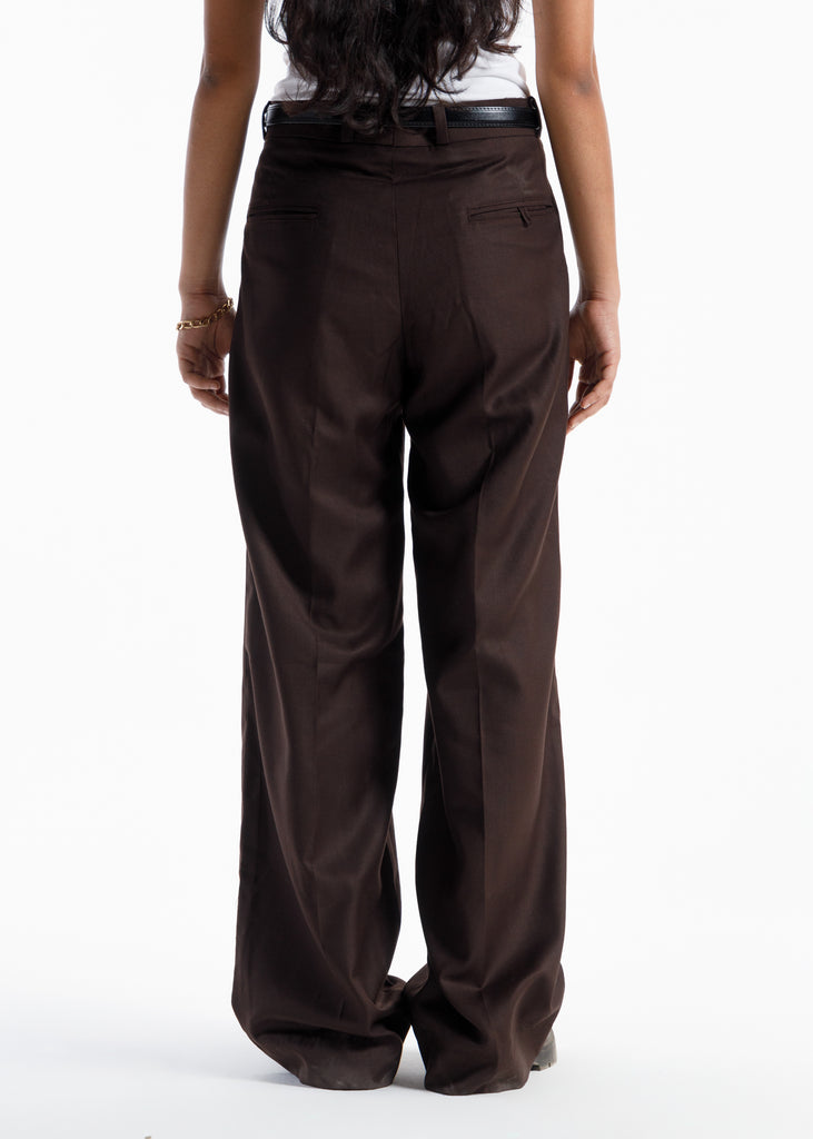 The Single Pleated Pants coffee brown