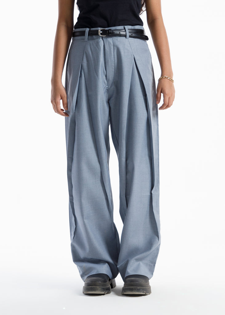 The X-Pleated formal Pants Steel Blue