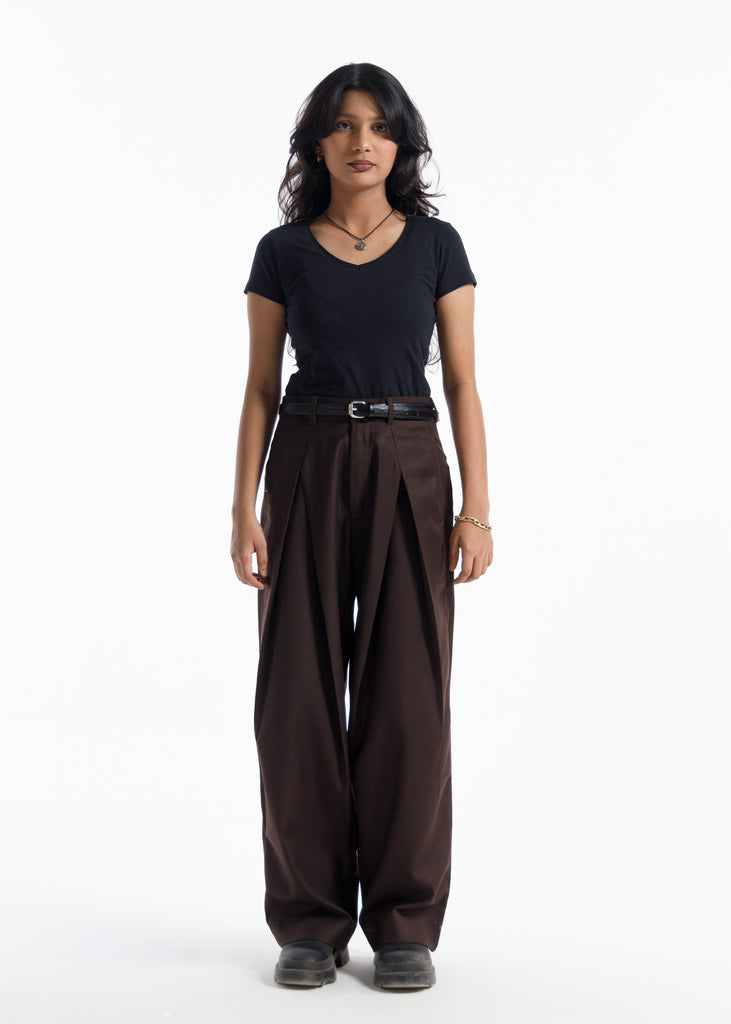 The Ultimate X-Pleated formal Pants Coffee brown