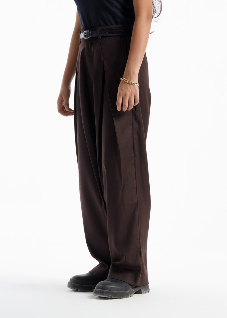 The Ultimate X-Pleated formal Pants Coffee brown