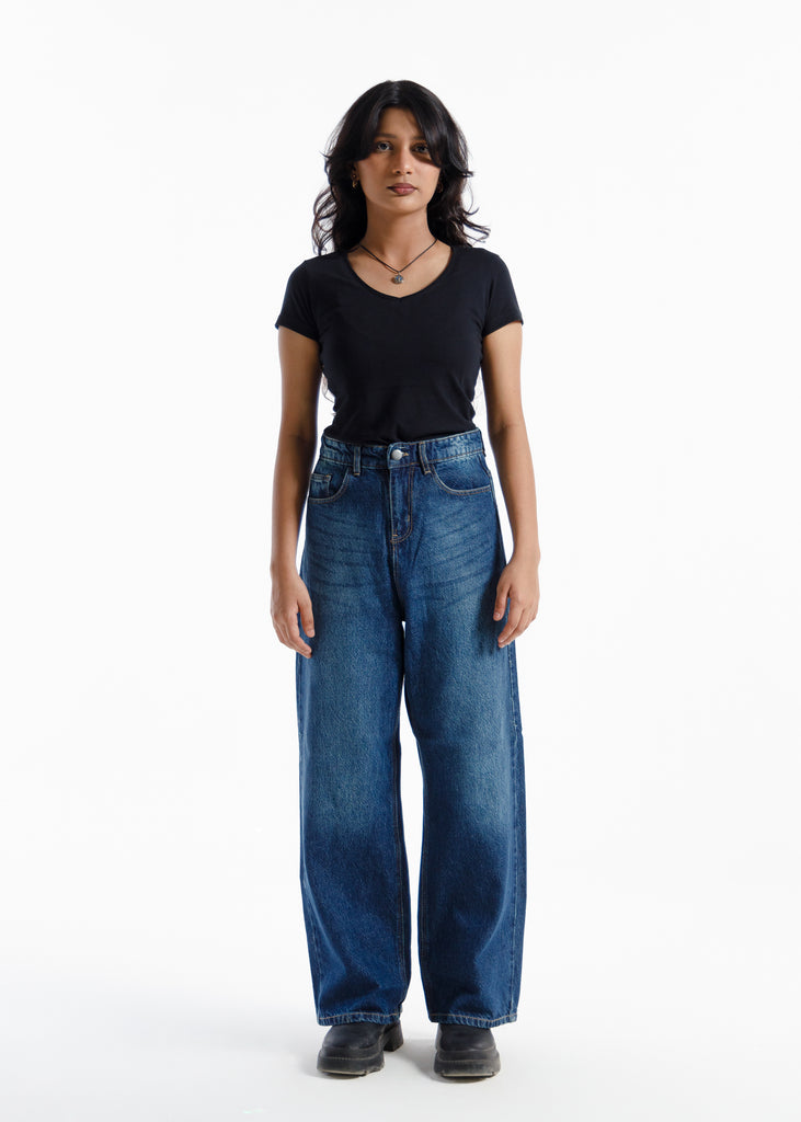 Premium High-Waisted Denim Vintage Blue