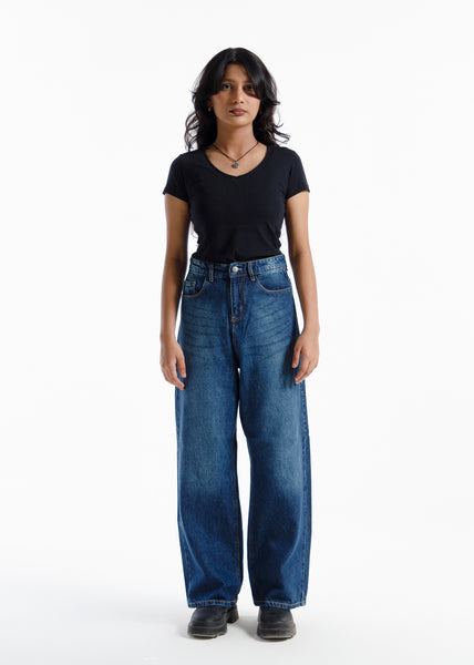 Premium High-Waisted Denim Vintage Blue