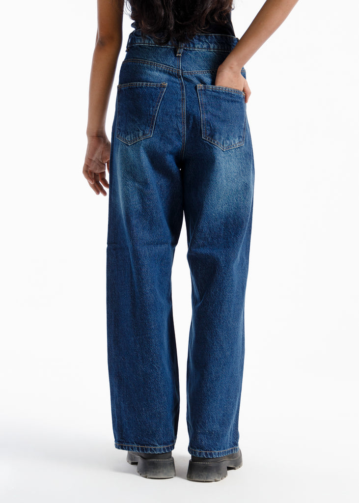 Premium High-Waisted Denim Vintage Blue