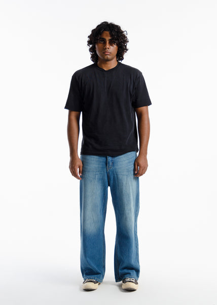 Premium Loose-Fit Baggy Jeans Mid Blue Wash
