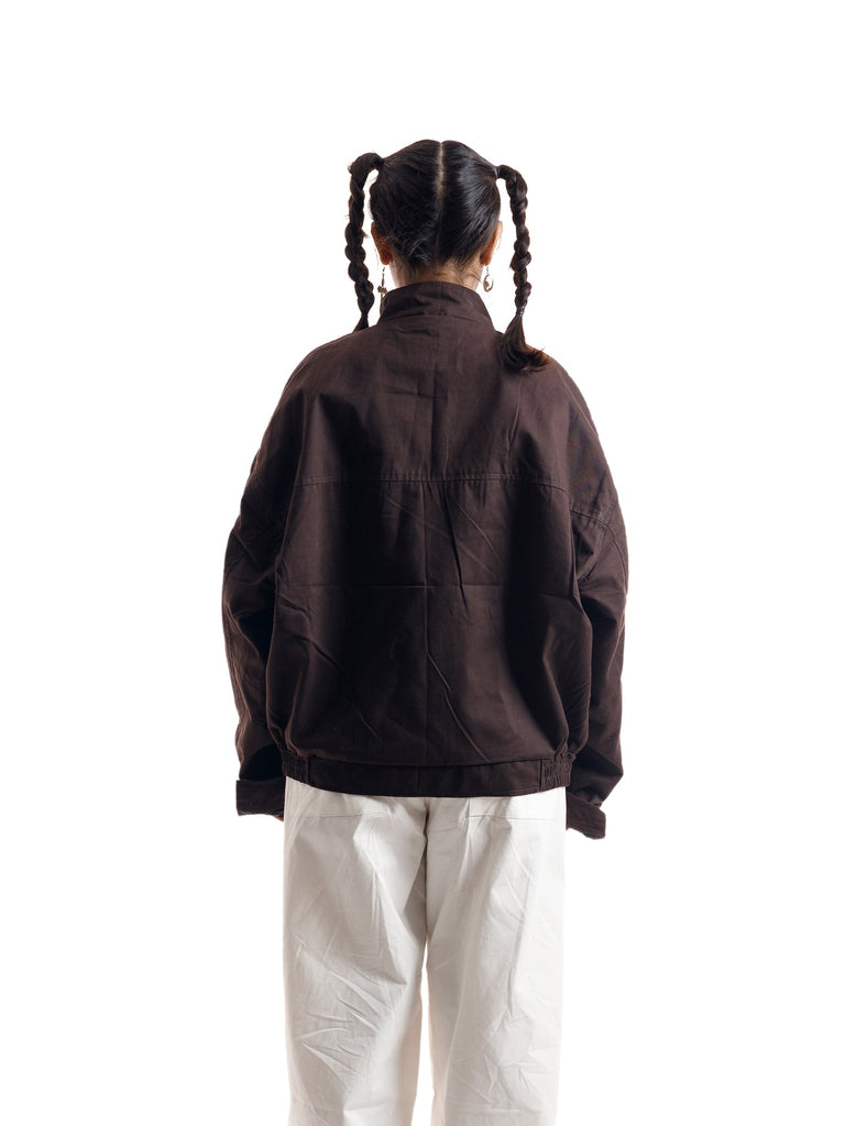 BANNED COLLAR COTTON JACKET BROWN