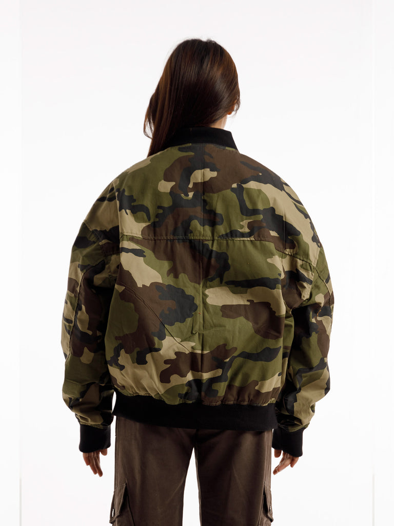 CAMOUFLAGE OVERSIZED BOMBER JACKET