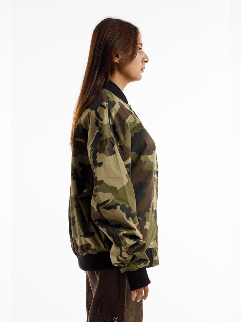 CAMOUFLAGE OVERSIZED BOMBER JACKET
