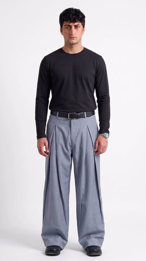 The X-Pleated formal Pants Steel Blue Men's