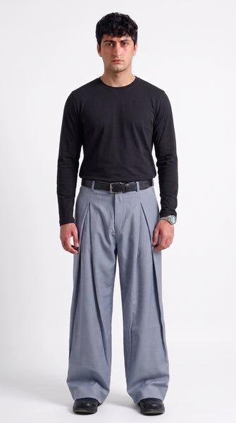 The X-Pleated formal Pants Steel Blue Men's