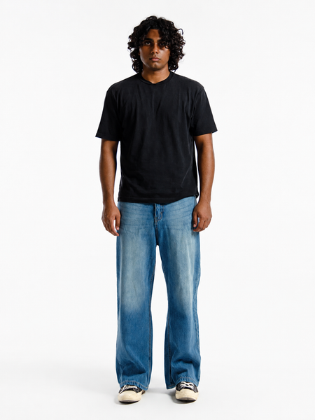 Premium Loose-Fit Baggy Jeans Mid Blue Wash
