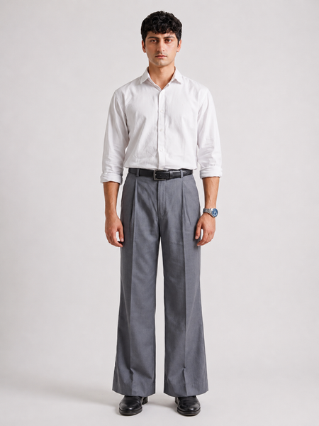 The Single Pleated Pants Slate Grey Men's