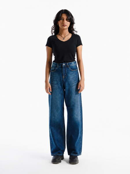 Premium High-Waisted Denim Vintage Blue