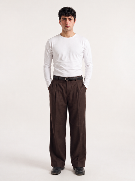 The Single Pleated Pants coffee brown Men's