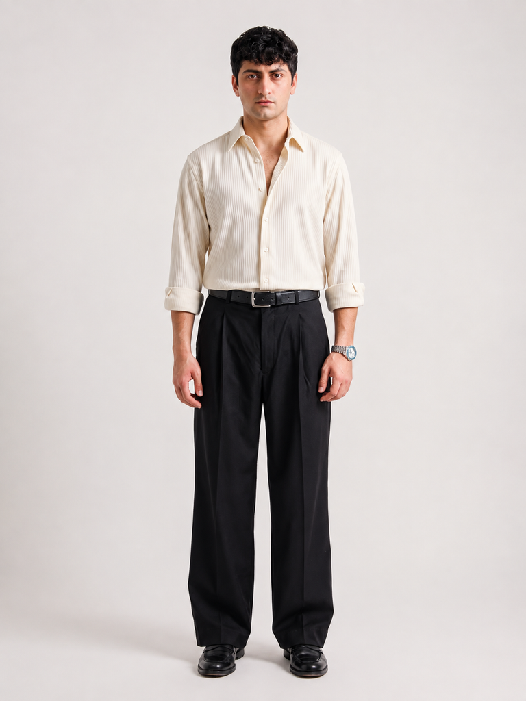 The Single Pleated Pants jet Black