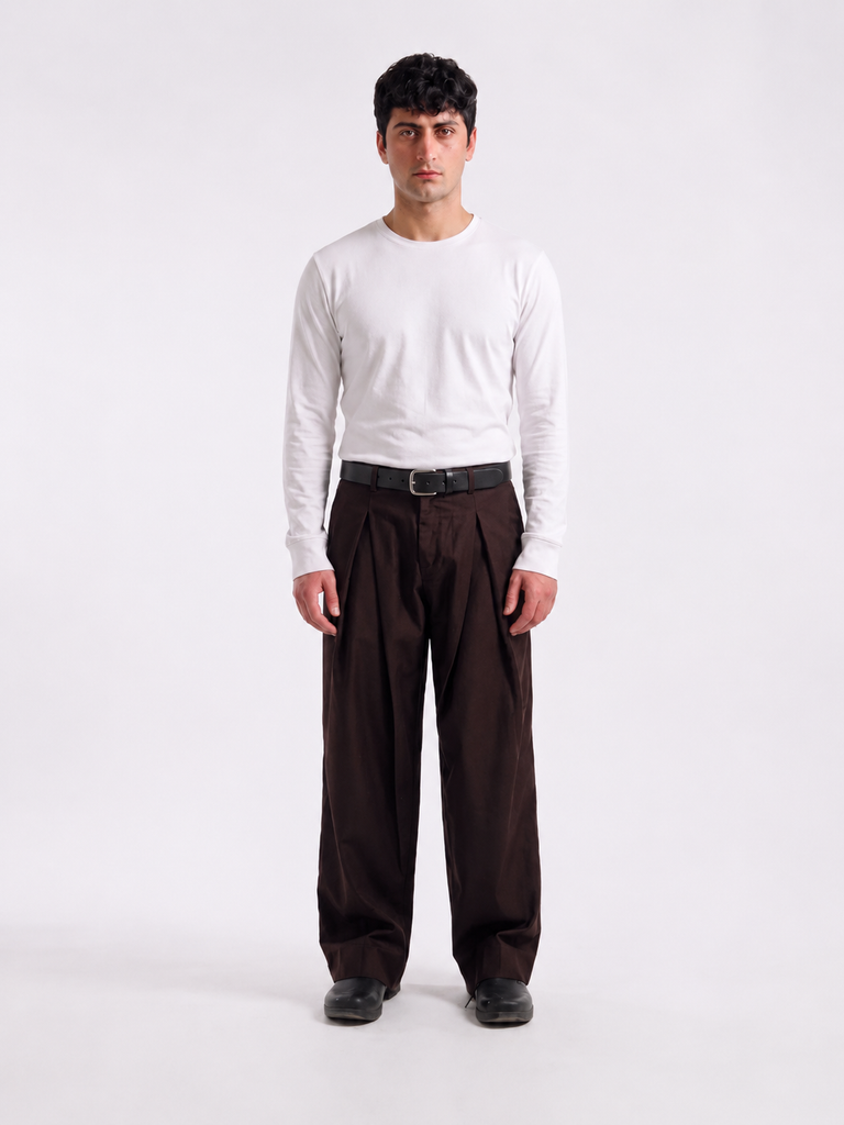 The Ultimate X-Pleated formal Pants Coffee brown Men's