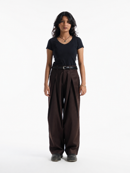 The Ultimate X-Pleated formal Pants Coffee brown Women's