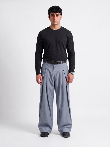 The X-Pleated formal Pants Steel Blue Men's