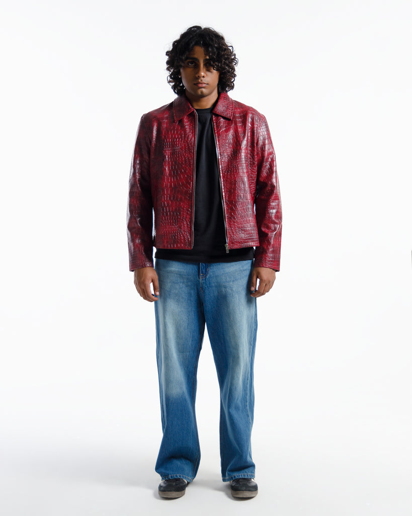 Premium Burgundy Croco Textured Jacket  Limited Edition