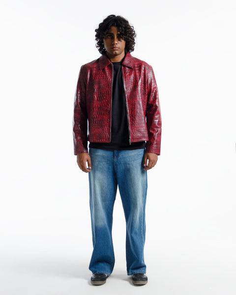 Premium Burgundy Croco Textured Jacket  Limited Edition