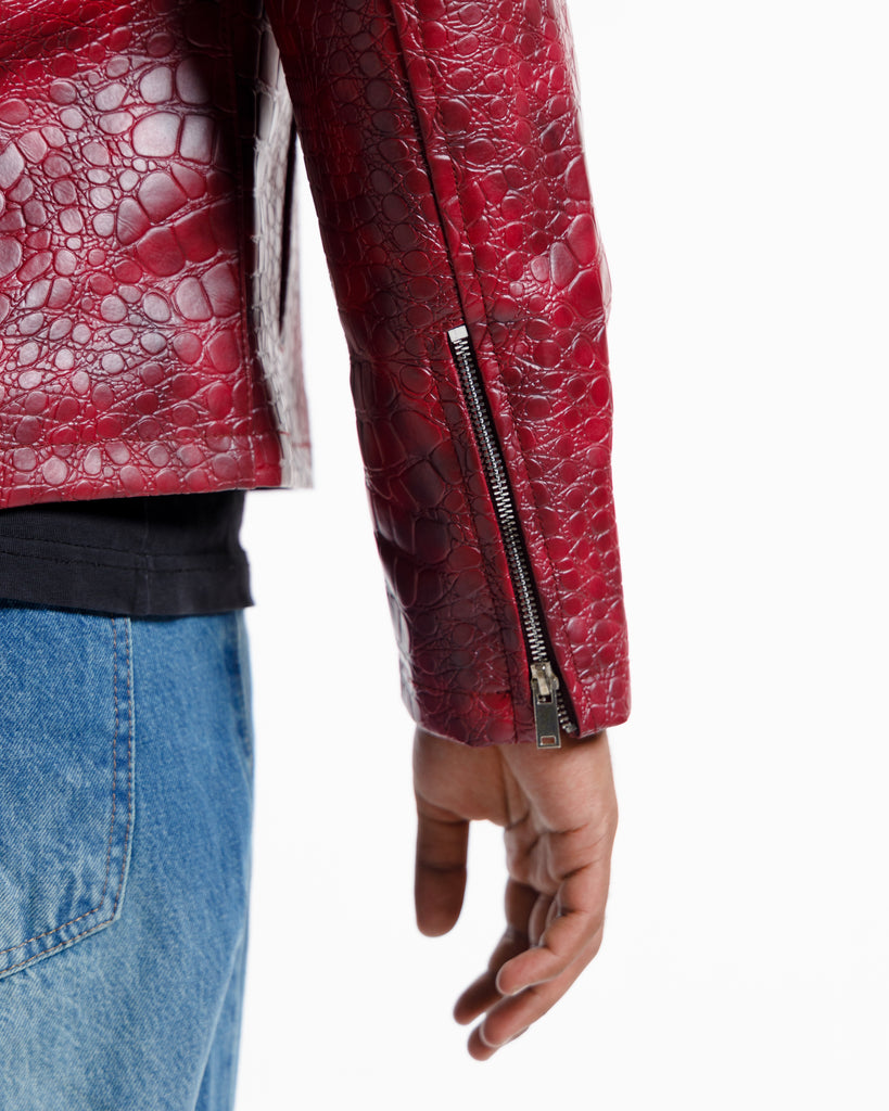 Premium Burgundy Croco Textured Jacket  Limited Edition