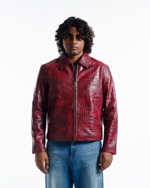 Premium Burgundy Croco Textured Jacket  Limited Edition (hover)
