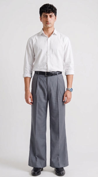 The Single Pleated Pants Charcoal Grey Men's