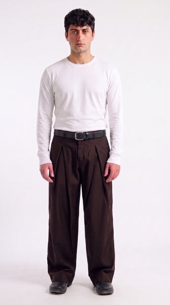 The Ultimate X-Pleated formal Pants Coffee brown Men's