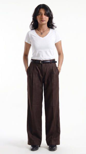 The Single Pleated Pants coffee brown Women's