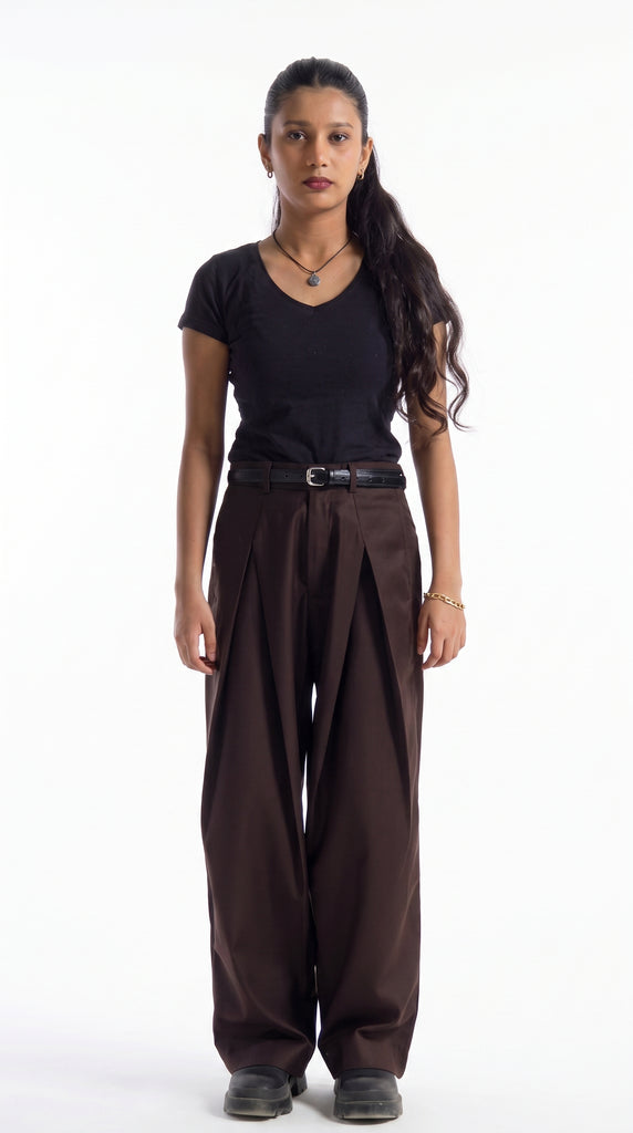 The Ultimate X-Pleated formal Pants Coffee brown Women's