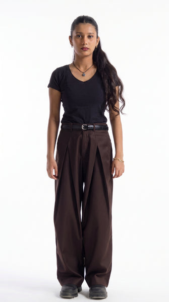 The Ultimate X-Pleated formal Pants Coffee brown Women's