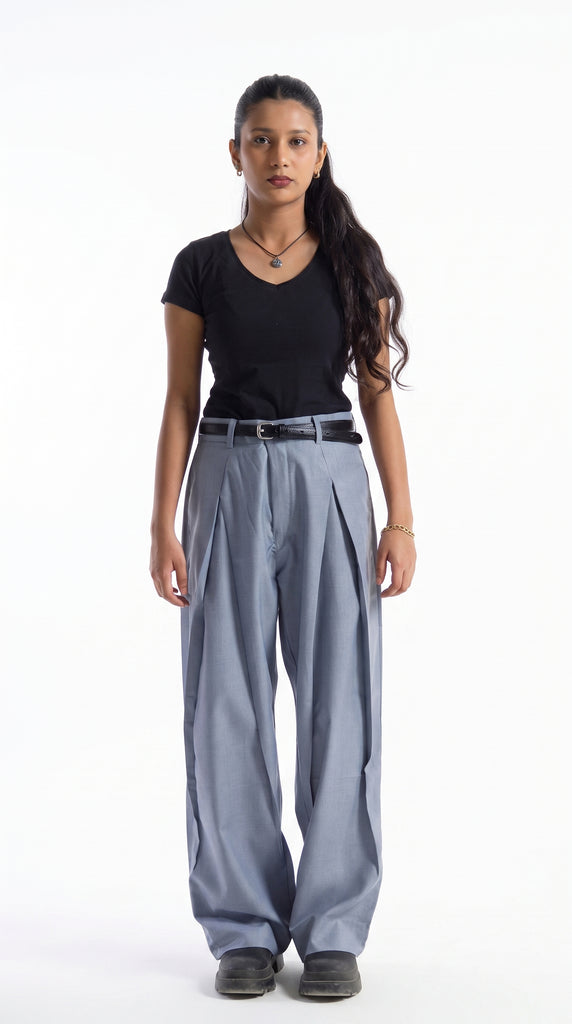 The X-Pleated formal Pants Steel Blue Women's